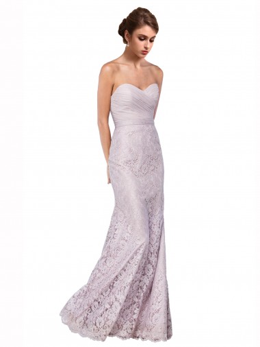 Sirena Cuello de Corazón Encaje Largo Vestidos de dama de honor / Vestidos de fiesta Al Por Mayor