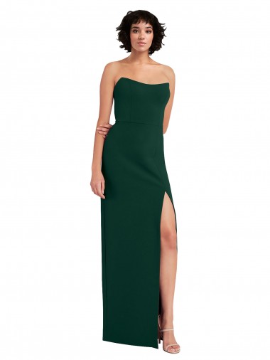 Verde Midnight Cubierta Cucharón Sin tirantes Crepé Elástico Largo Formales Vestidos de dama de honor / Vestidos de fiesta Al Por Mayor