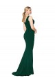 Verde Midnight Sirena Cuello en V Cuello Alto Crepé Elástico Largo Formales Vestidos de dama de honor / Vestidos de fiesta Al Por Mayor