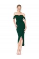 Verde Midnight Sirena Hombros Descubiertos Crepé Elástico Corto Asimétrico Formales Vestidos de dama de honor / Vestidos de fiesta / Vestidos de cóctel Al Por Mayor