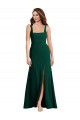 Verde Midnight Trompeta Cuadrado Crepé Elástico Largo Vestidos de dama de honor / Vestidos de fiesta Al Por Mayor
