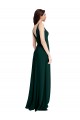Verde Midnight línea A Cuello en V Crepé Elástico Largo Formales Vestidos de dama de honor / Vestidos de fiesta Al Por Mayor