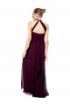Verde Midnight línea A Halter Gasa Largo Vestidos de dama de honor Al Por Mayor