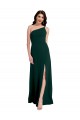 Verde Midnight línea A Un Hombre Crepé Elástico Largo Formales Vestidos de dama de honor / Vestidos de fiesta Al Por Mayor
