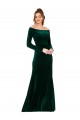 Verde oscuro Cubierta Hombros Descubiertos Terciopelo Elástico Largo Formales Vestidos de dama de honor / Vestidos de fiesta Al Por Mayor