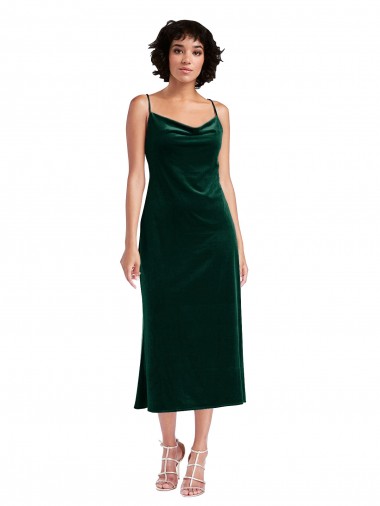 Verde oscuro Cubierta Midi Terciopelo Elástico Corto Formales Vestidos de dama de honor / Vestidos de fiesta / Vestidos de cóctel Al Por Mayor