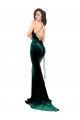 Verde oscuro Sirena Cuello Alto Barrer tren Terciopelo Elástico Largo Formales Vestidos de dama de honor / Vestidos de fiesta Al Por Mayor