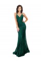Verde oscuro Sirena Cuello en V Encaje Largo Vestidos de dama de honor / Vestidos de fiesta Al Por Mayor