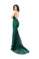 Verde oscuro Sirena Cuello en V Encaje Largo Vestidos de dama de honor / Vestidos de fiesta Al Por Mayor