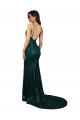 Verde oscuro Sirena Cuello en V Lentejuela Largo Formales Vestidos de dama de honor / Vestidos de fiesta Al Por Mayor