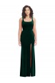 Verde oscuro Trompeta Cuadrado Terciopelo Elástico Largo Vestidos de dama de honor / Vestidos de fiesta Al Por Mayor