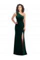 Verde oscuro Trompeta Un Hombre Terciopelo Elástico Largo Vestidos de dama de honor / Vestidos de fiesta Al Por Mayor