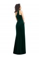 Verde oscuro Trompeta Un Hombre Terciopelo Elástico Largo Vestidos de dama de honor / Vestidos de fiesta Al Por Mayor
