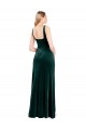 Verde oscuro línea A Cuadrado Terciopelo Elástico Largo Vestidos de dama de honor / Vestidos de fiesta Al Por Mayor