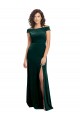 Verde oscuro línea A Cuadrado Terciopelo Elástico Largo Formales Vestidos de dama de honor / Vestidos de fiesta Al Por Mayor