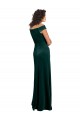 Verde oscuro línea A Cuadrado Terciopelo Elástico Largo Formales Vestidos de dama de honor / Vestidos de fiesta Al Por Mayor