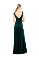 Verde oscuro línea A Cuello en V Terciopelo Elástico Largo Formales Vestidos de dama de honor / Vestidos de fiesta Al Por Mayor
