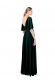 Verde oscuro línea A Cuello en V Terciopelo Elástico Largo Vestidos de dama de honor / Vestidos de fiesta Al Por Mayor