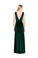 Verde oscuro línea A Cuello en V Terciopelo Elástico Largo Formales Vestidos de dama de honor / Vestidos de fiesta Al Por Mayor