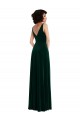 Verde oscuro línea A Cuello en V Terciopelo Elástico Largo Vestidos de dama de honor / Vestidos de fiesta Al Por Mayor