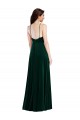 Verde oscuro línea A Halter Cuello Alto Terciopelo Elástico Largo Vestidos de dama de honor / Vestidos de fiesta Al Por Mayor
