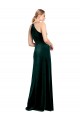 Verde oscuro línea A Tirantes espagueti Cuello joya Terciopelo Elástico Largo Vestidos de dama de honor / Vestidos de fiesta Al Por Mayor