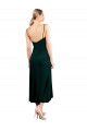 Verde oscuro línea A Tirantes espagueti Midi Terciopelo Elástico Corto Vestidos de dama de honor / Vestidos de fiesta / Vestidos de cóctel Al Por Mayor