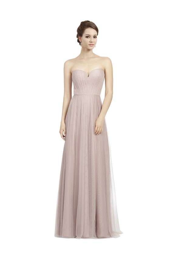 Vintage Rose línea A Cuello de Corazón Tul Largo Vestidos de dama de honor Al Por Mayor