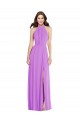 Violeta línea A Halter Gasa Largo Formales Vestidos de dama de honor / Vestidos de noche Al Por Mayor
