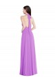 Violeta línea A Halter Gasa Largo Formales Vestidos de dama de honor / Vestidos de noche Al Por Mayor