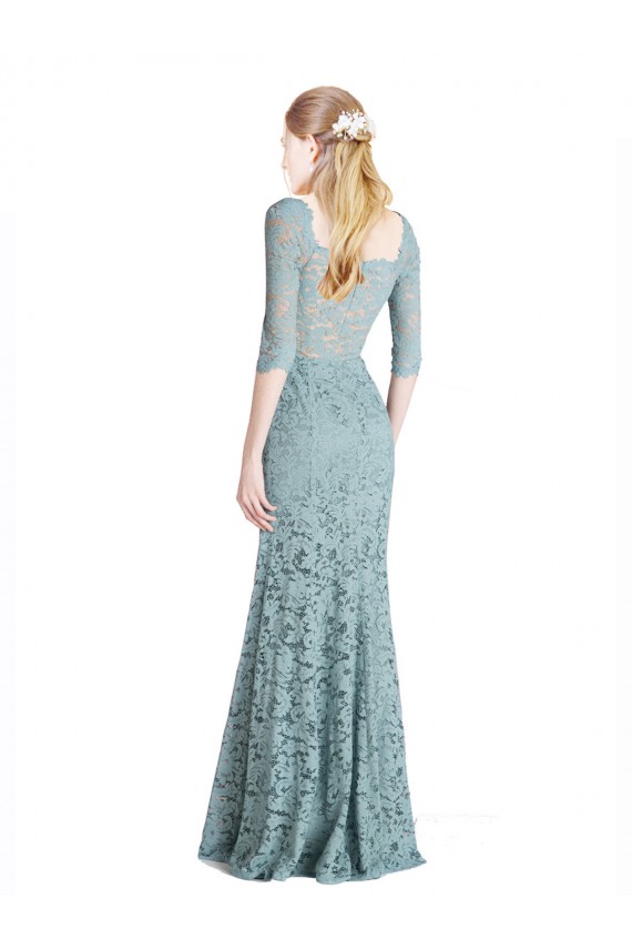 línea A Cuello de Corazón Encaje Largo Vestidos de dama de honor / Vestidos de fiesta Al Por Mayor