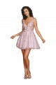 línea A Cuello en V Corto Tul Corto Vestidos de dama de honor / Vestidos de cóctel / Vestidos para homecoming Al Por Mayor