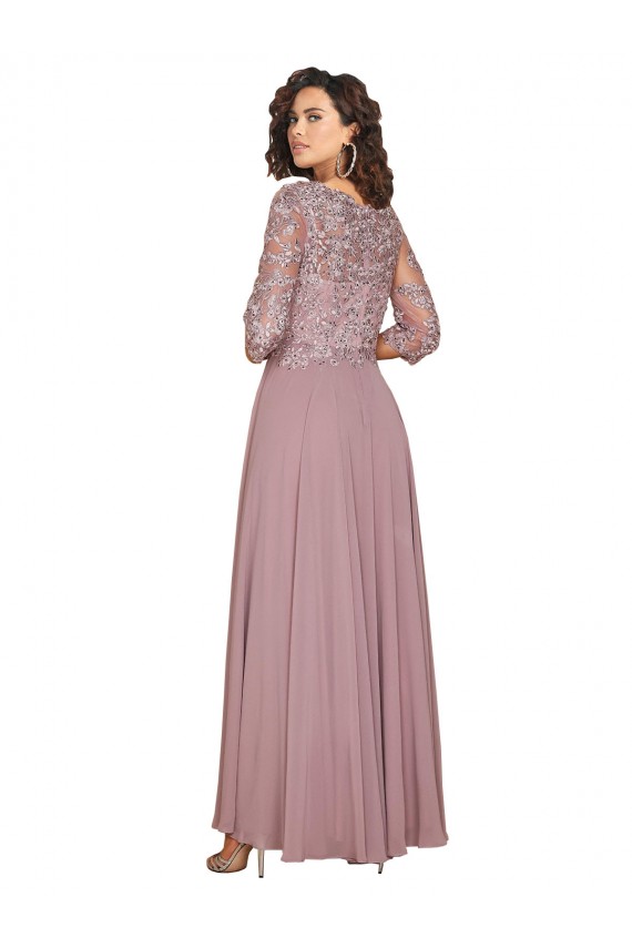 línea A Cuello en V Gasa Largo Vestidos de dama de honor / Vestidos de fiesta Al Por Mayor