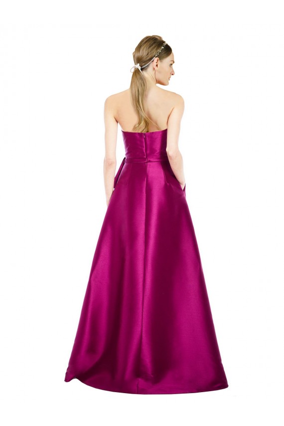 línea A Cuello en V Satén Largo Vestidos de dama de honor / Vestidos de fiesta Al Por Mayor