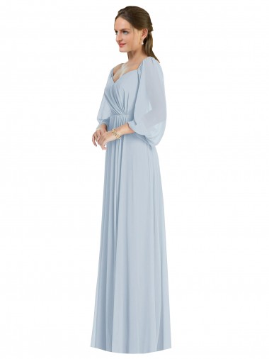 línea A Hombros Descubiertos Gasa Largo Formales Vestidos de dama de honor / Vestidos de noche Al Por Mayor