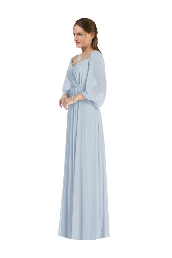 línea A Hombros Descubiertos Gasa Largo Formales Vestidos de dama de honor / Vestidos de noche Al Por Mayor