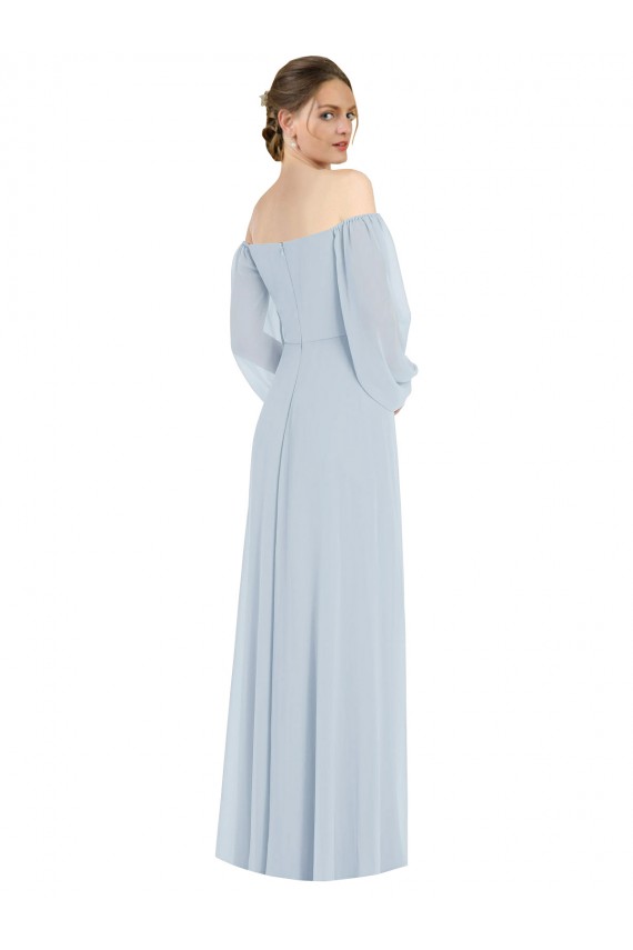 línea A Hombros Descubiertos Gasa Largo Formales Vestidos de dama de honor / Vestidos de noche Al Por Mayor