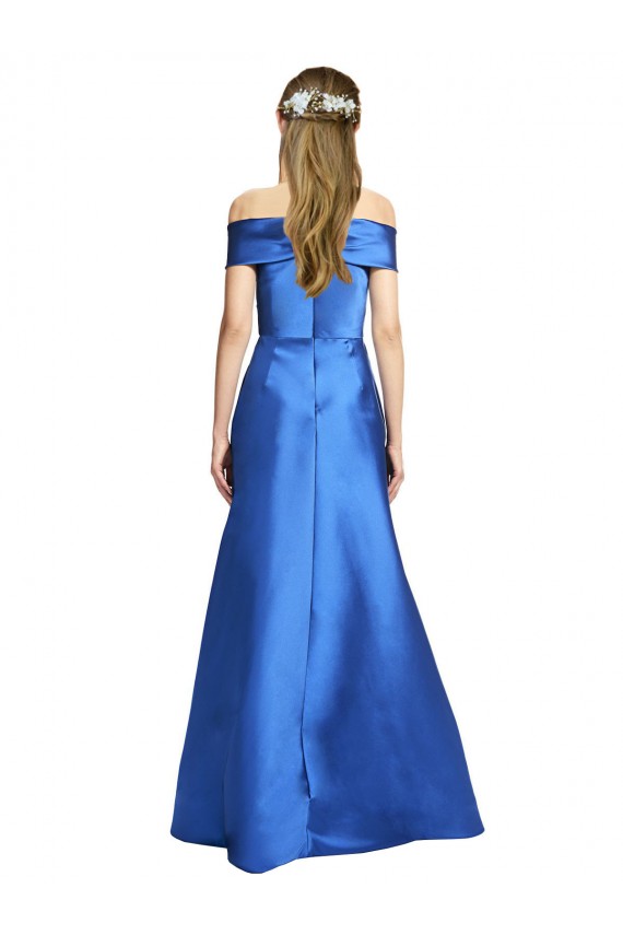 línea A Hombros Descubiertos Satén Largo Formales Vestidos de dama de honor / Vestidos de fiesta Al Por Mayor