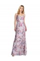línea A Satén elástico Floral Largo Formales Vestidos de dama de honor / Vestidos de noche Al Por Mayor