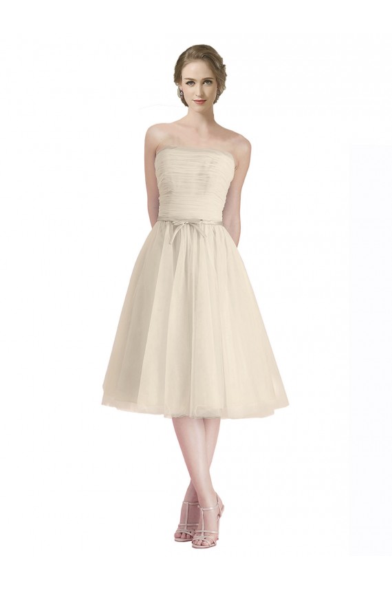 línea A Sin tirantes Cóctel Tul Corto Vestidos de dama de honor / Vestidos de cóctel / Vestidos para homecoming Al Por Mayor